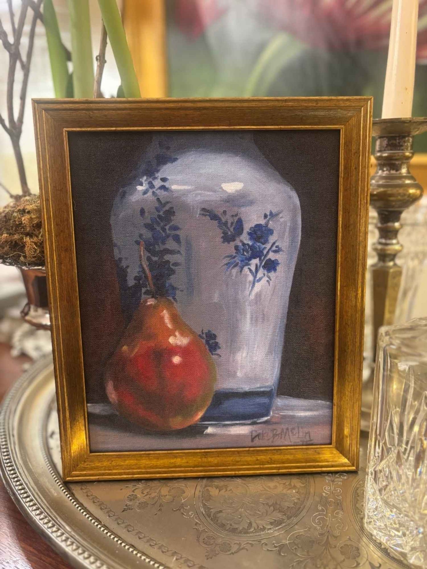 Vase and Pear Tabletop Art