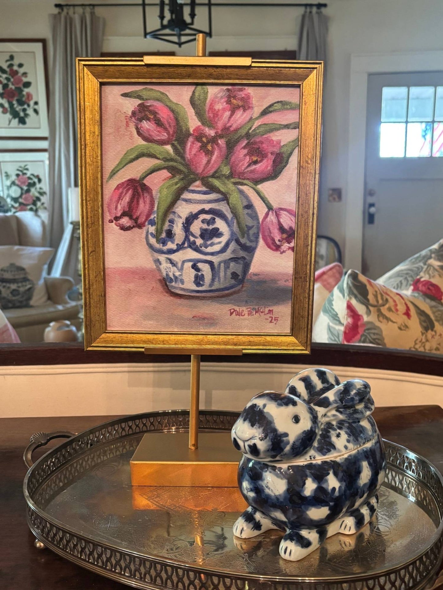 Blush Tulips in Porcelain Tabletop Art