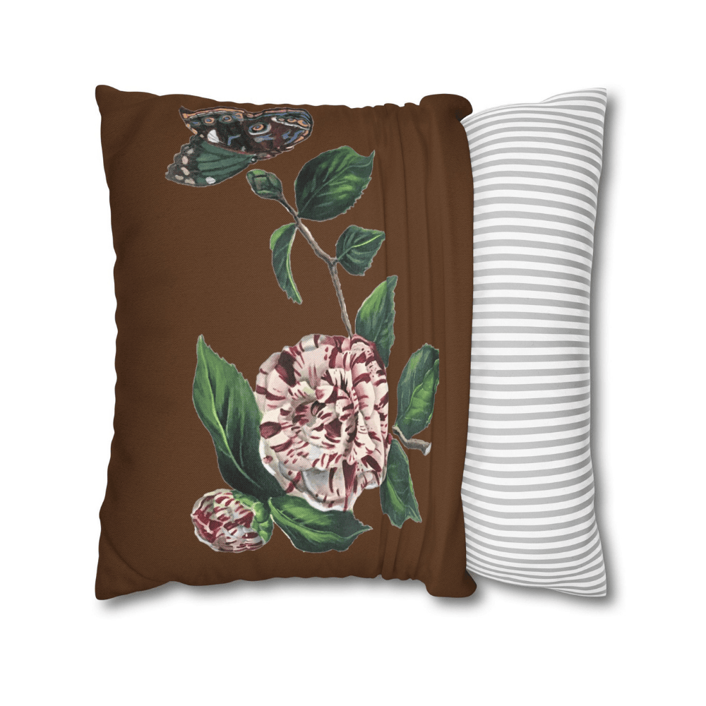 Camellia with Butterfly Pillow Cover