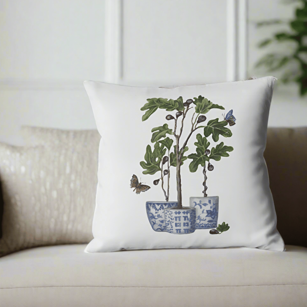 Fig Tree Saplings Pillow Cover or Throw Pillow