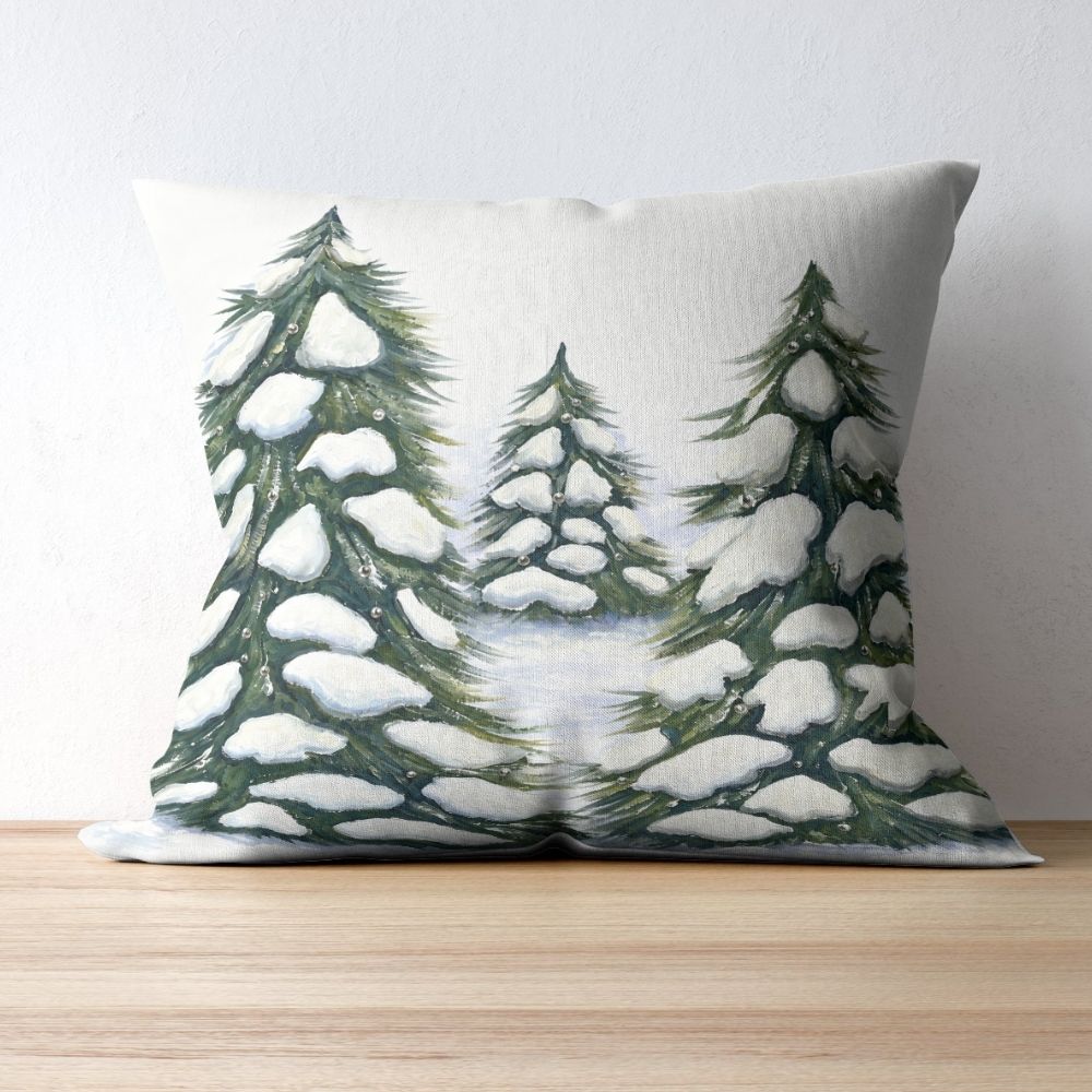 Frosted Evergreens Pillow Cover or Throw Pillow