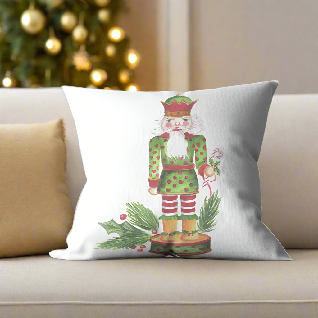 Red or Green Nutcracker Pillow Cover or Throw Pillow