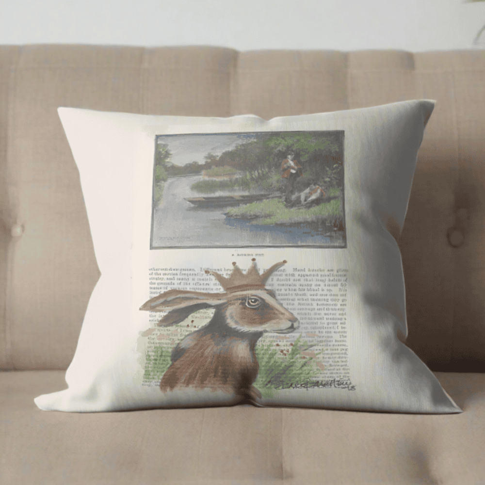 King Rabbit Pillow Cover or Throw Pillow