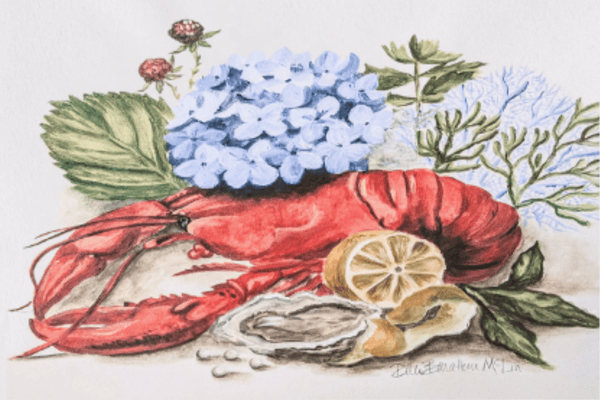 Lobster with Hydrangeas Rug