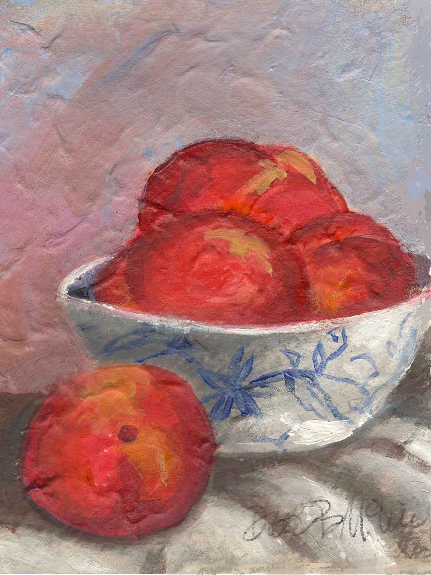Peaches in Bowl Tabletop Art