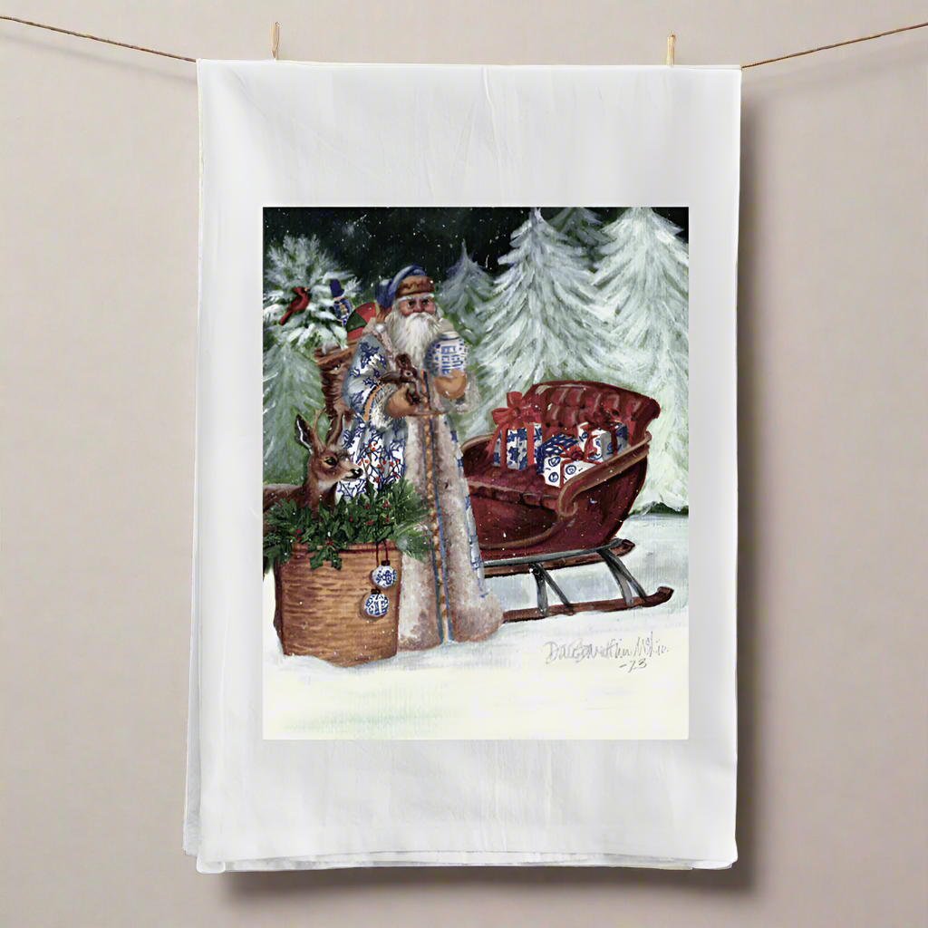 Santa and His Sleigh Tea Towel