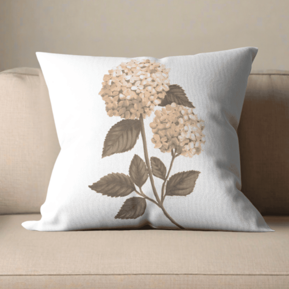 Blossoming Hydrangeas Pillow Cover or Throw Pillow