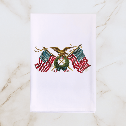 American Flags and Eagle Tea Towel