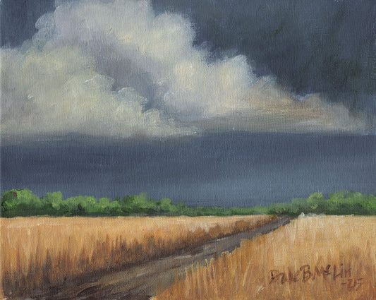 Golden Field with Storm Clouds Tabletop Art