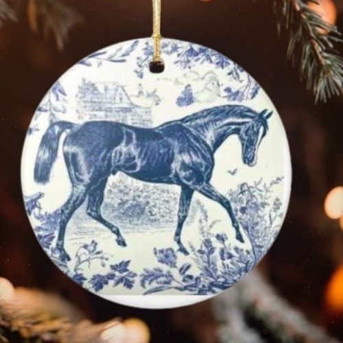Blue Thoroughbred Christmas Ornament