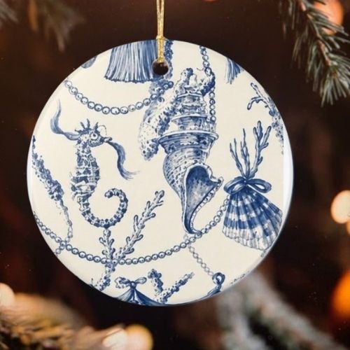Chinoiserie by the Sea Christmas Ornament