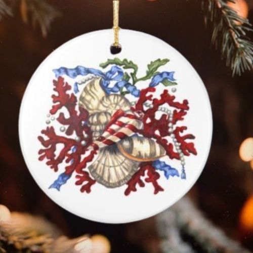 Seaside Chinoiserie Christmas Ornament