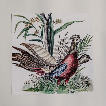 Photo of fall pheasant placemat on a white background