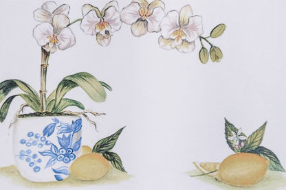 Orchid and Lemons | Set of 20 Paper Placemats