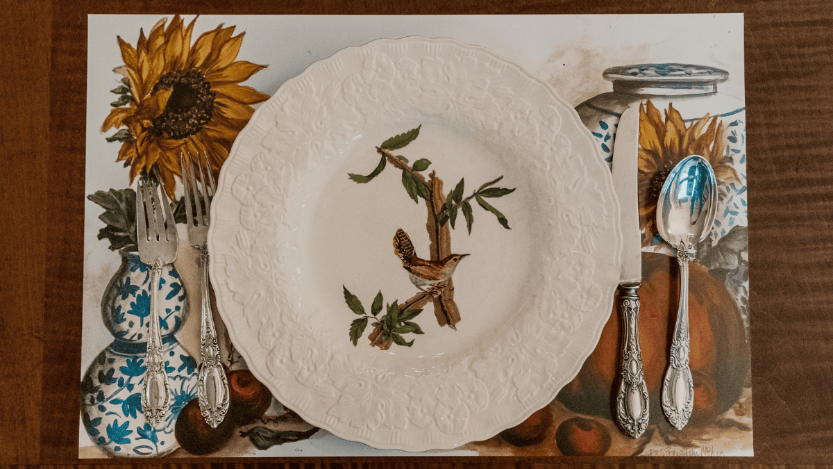 Fall Harvest and Chinoiserie Vases | Set of 20 Paper Placemats