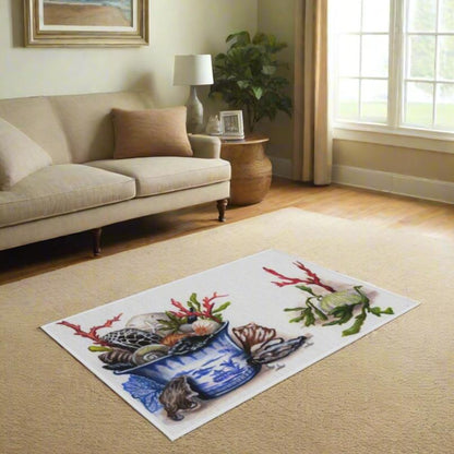 Chinoiserie Pail and Seashells Rug