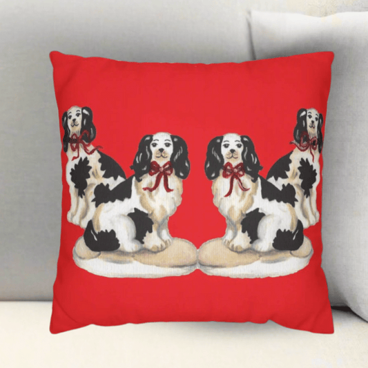 Holiday Staffordshire Dogs Pillow Cover or Throw Pillow