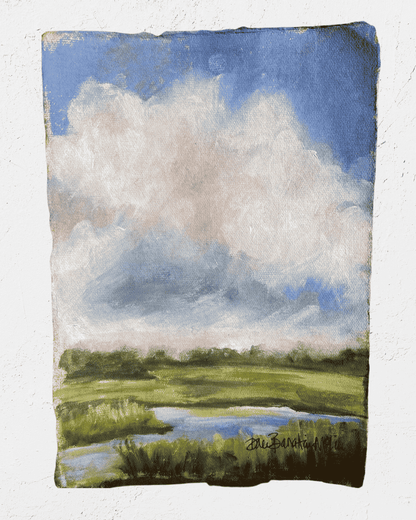 Marsh with Pink Clouds Art Print