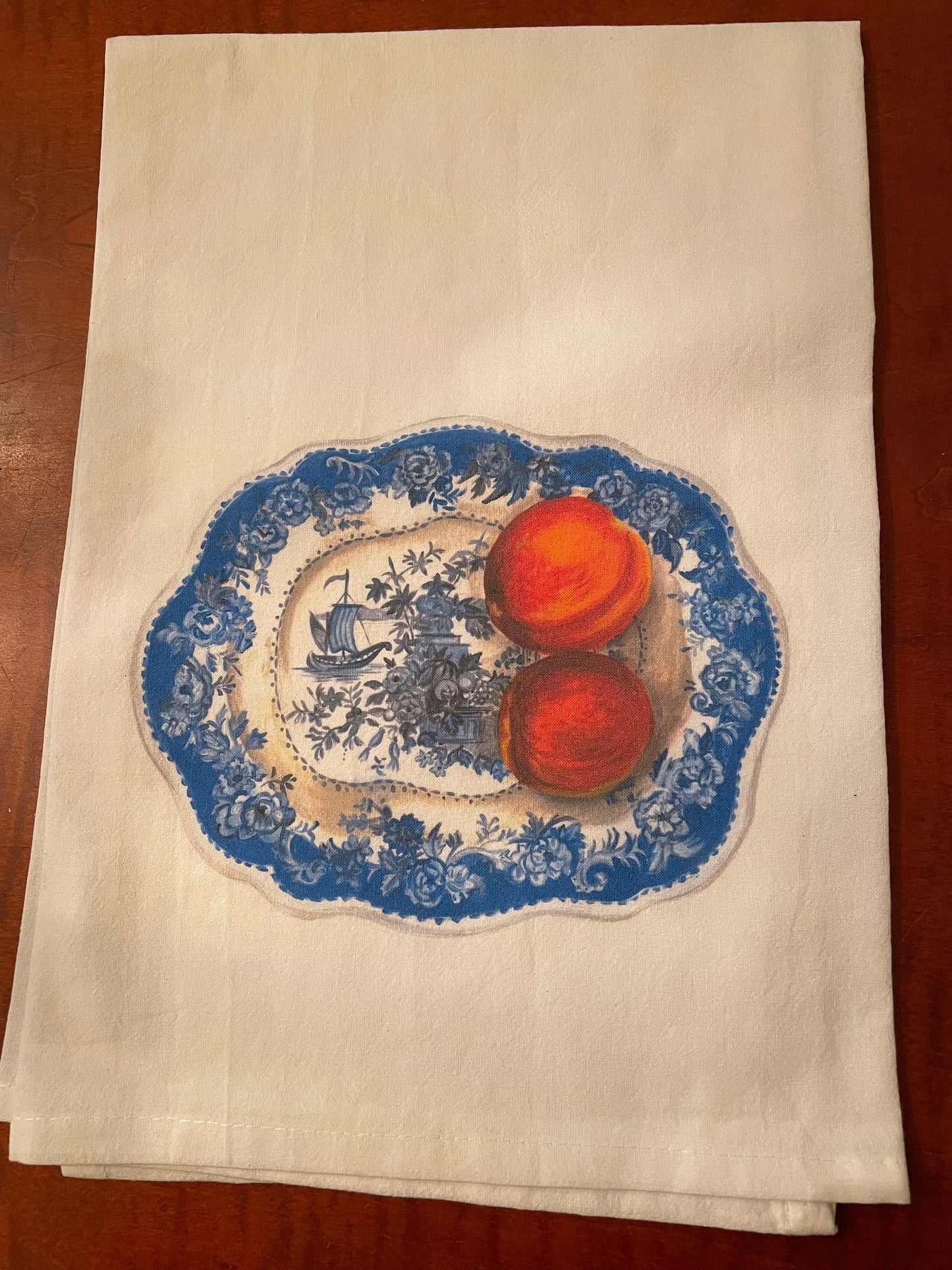 Peaches on Staffordshire Platter Tea Towels