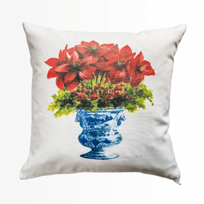 Amaryllis in Chinoiserie Urn Pillow Cover or Throw Pillow