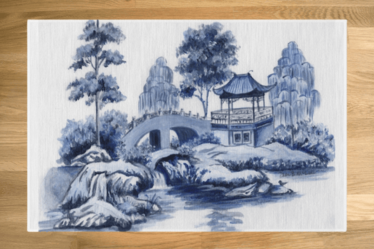 Blue Chinoiserie Landscape Rug