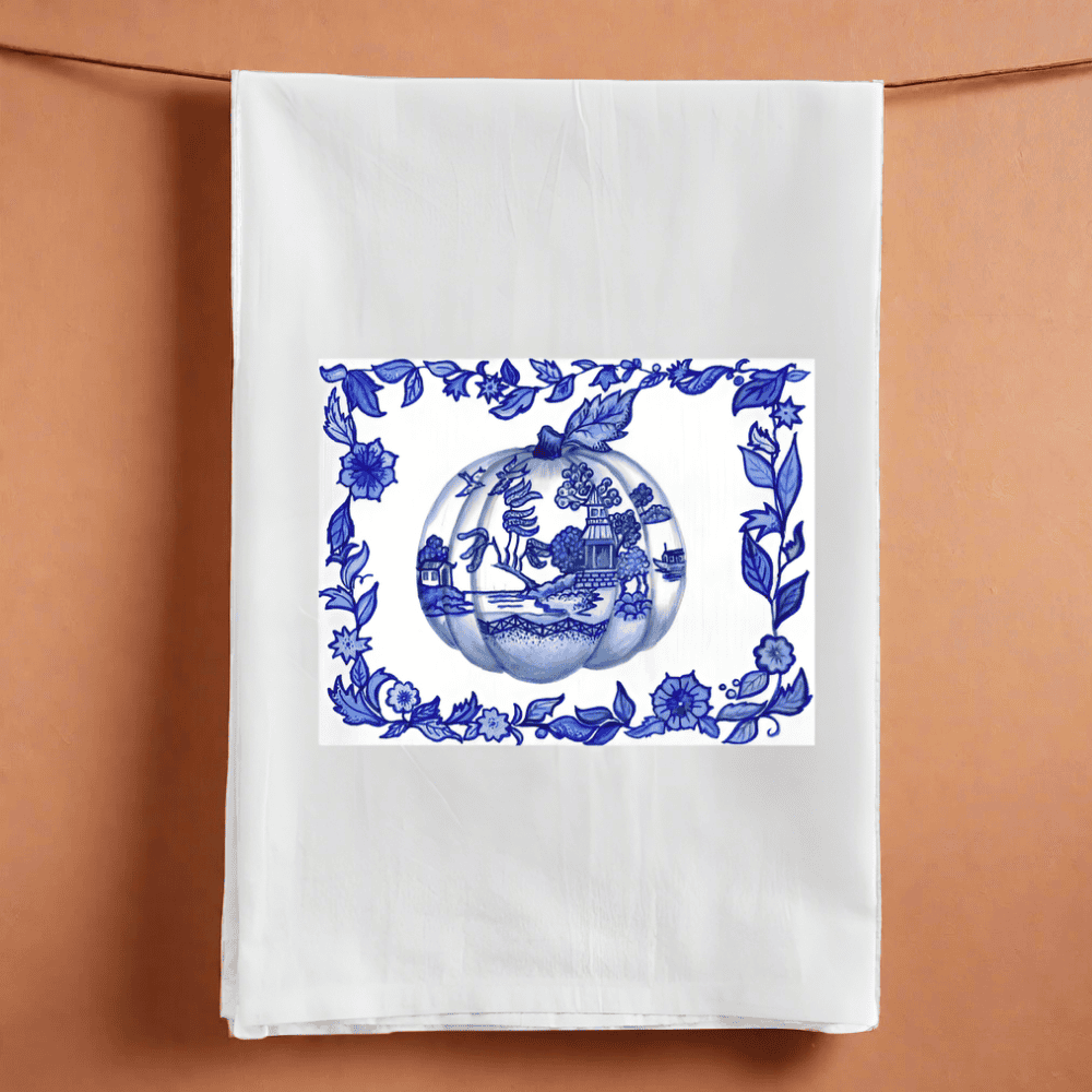 Blue Chinoiserie Pumpkin Tea Towel