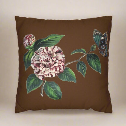 Camellia with Butterfly Pillow Cover