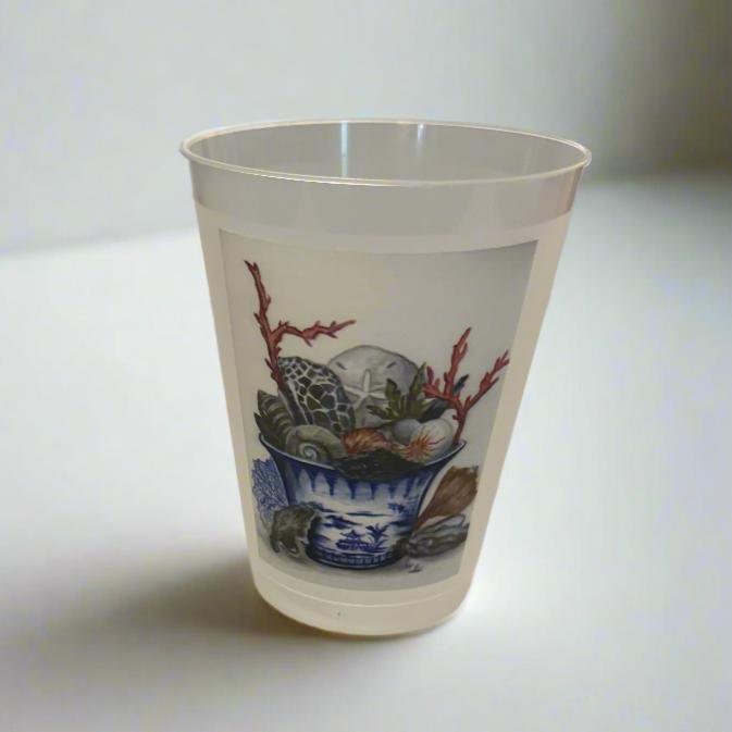 Chinoiserie Pail and Seashells Tumblers | Set of 6