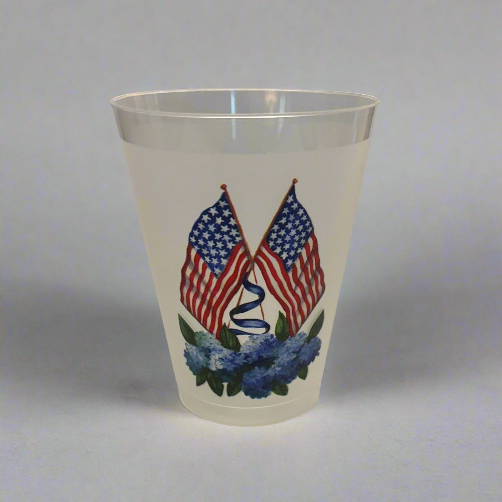 Patriotic Flags with Hydrangea Tumblers | Set of 6