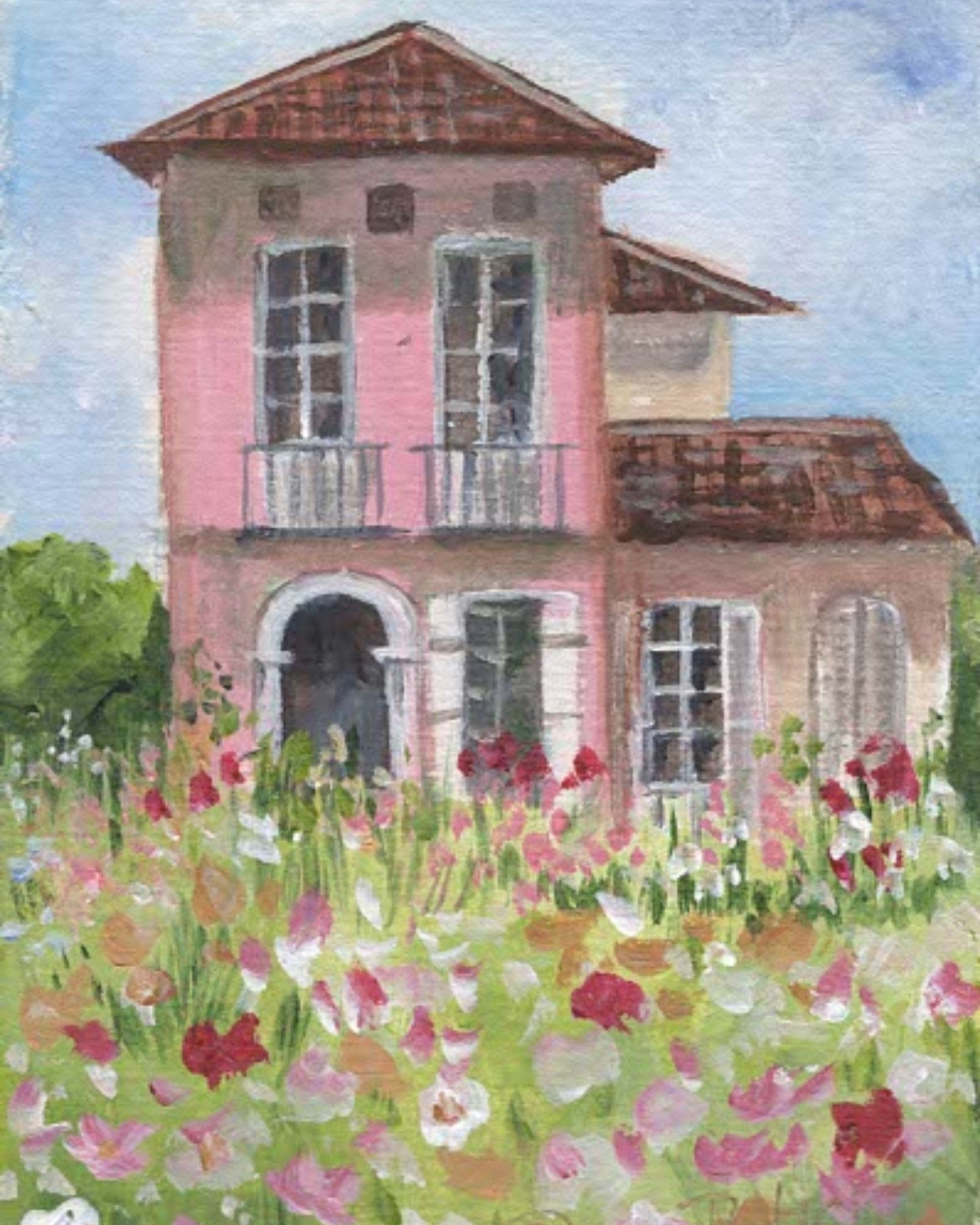 Cottage in Bloom Tabletop Art
