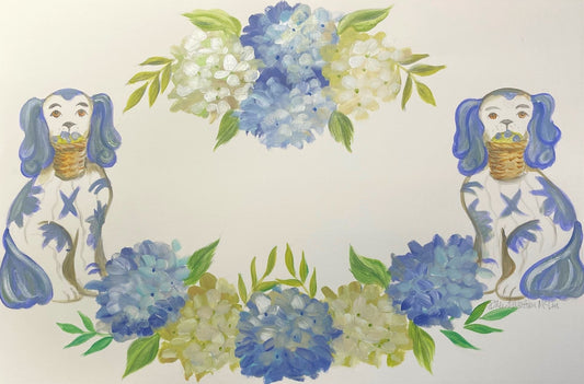 Dogs and Hydrangeas | Set of 20 Paper Placemats