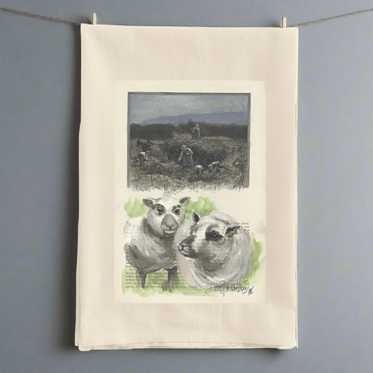 Farmers and Sheep Tea Towel