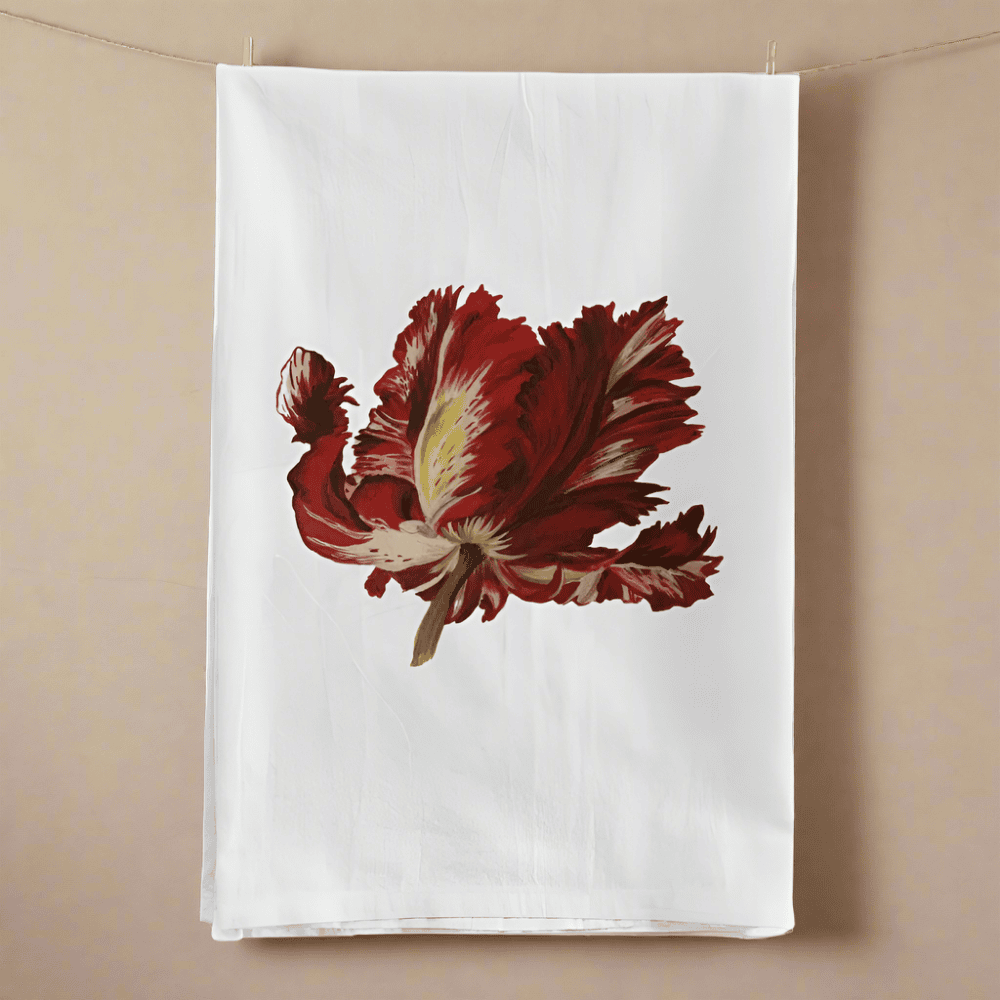 Fiery Parrot Tulip Tea Towel