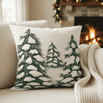 Frosted Evergreens Pillow Cover or Throw Pillow