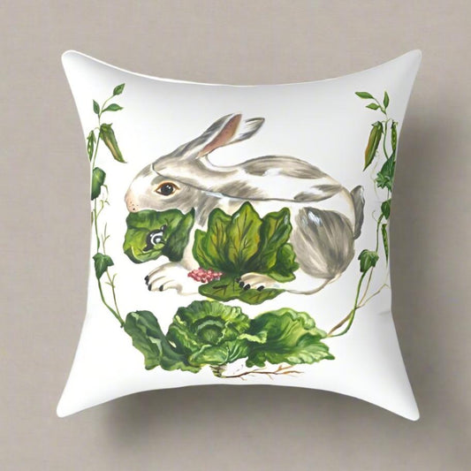 Garden Bunny Pillow Cover or Throw Pillow