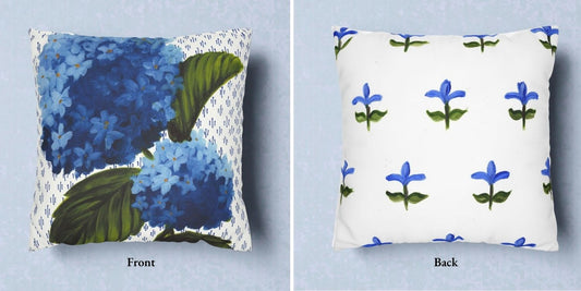 Hydrangea Patterned Throw Pillow or Pillow Cover