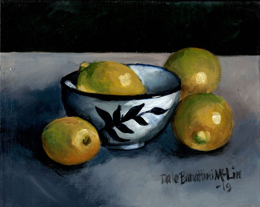 Lemons and Blue Bowl Tabletop Art