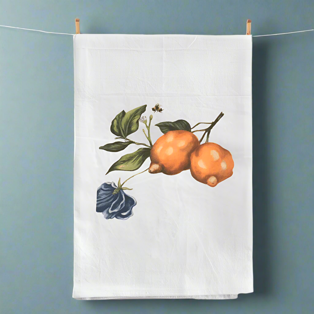 Lemons and Bumblebee Tea Towel