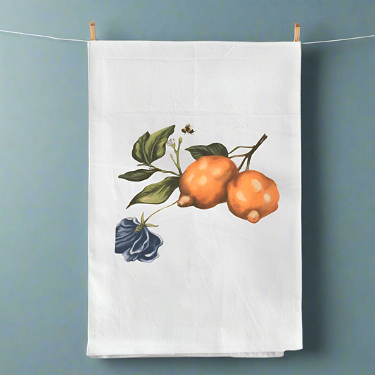 Lemons and Bumblebee Tea Towel