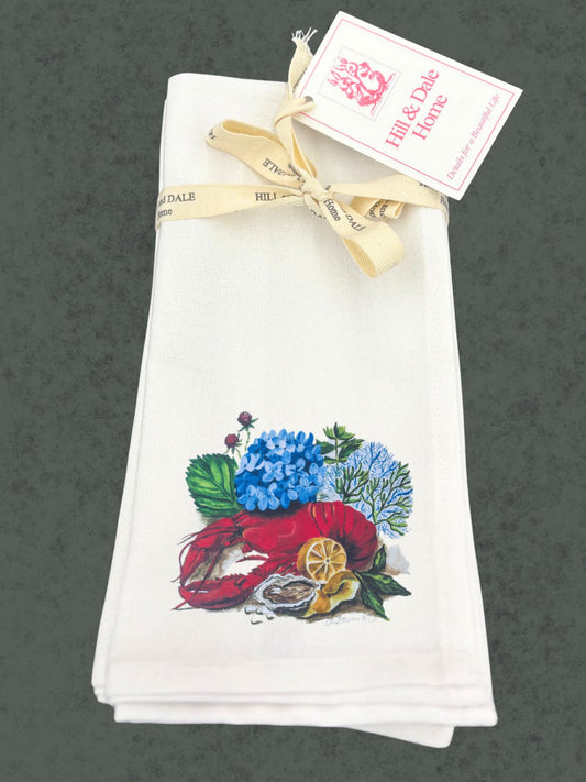 Lobster With Hydrangeas | Set of 4 Cloth Napkins
