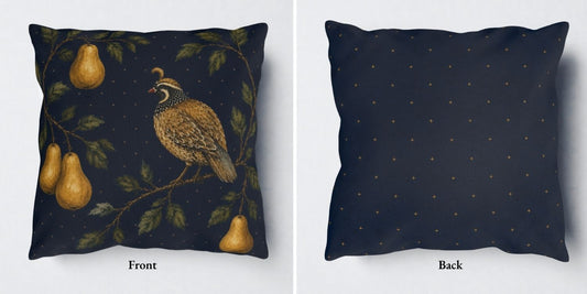 Midnight Partridge Pillow Cover or Throw Pillow