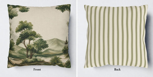 Misty Pagoda Landscape Pillow Cover or Throw Pillow