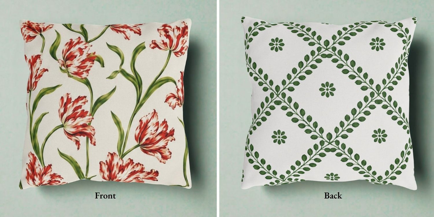Parrot Tulips Pillow Cover or Throw Pillow