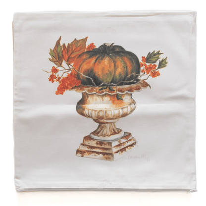 Heirloom Pumpkin in Rustic Urn Pillow Cover or Throw Pillow