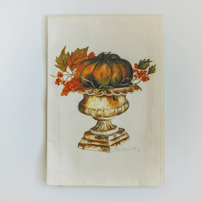 Heirloom Pumpkin in Rustic Urn Tea Towel