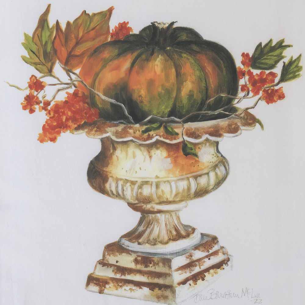 Heirloom Pumpkin in Rustic Urn Tea Towel