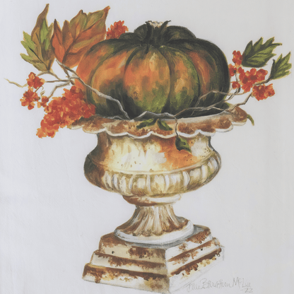 Heirloom Pumpkin in Rustic Urn Tea Towel