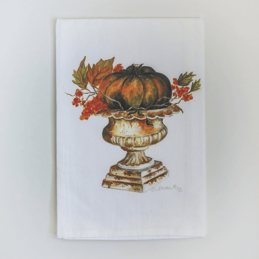 Heirloom Pumpkin in Rustic Urn Tea Towel