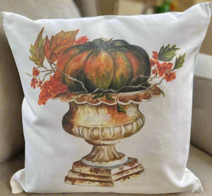 Heirloom Pumpkin in Rustic Urn Pillow Cover or Throw Pillow