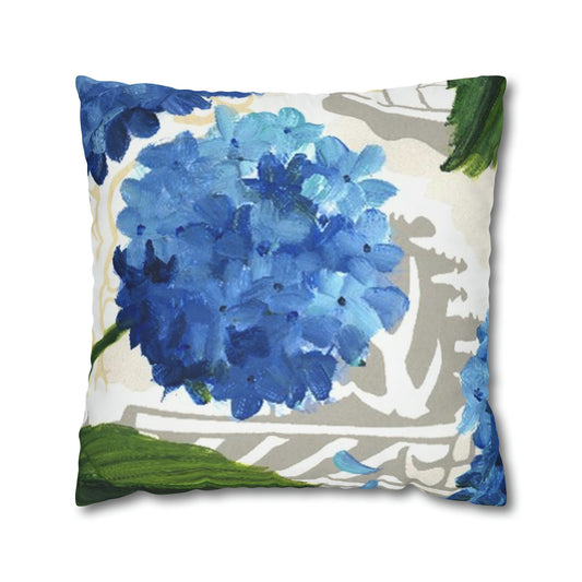 Blue Hydrangeas Pillow Cover or Throw Pillow